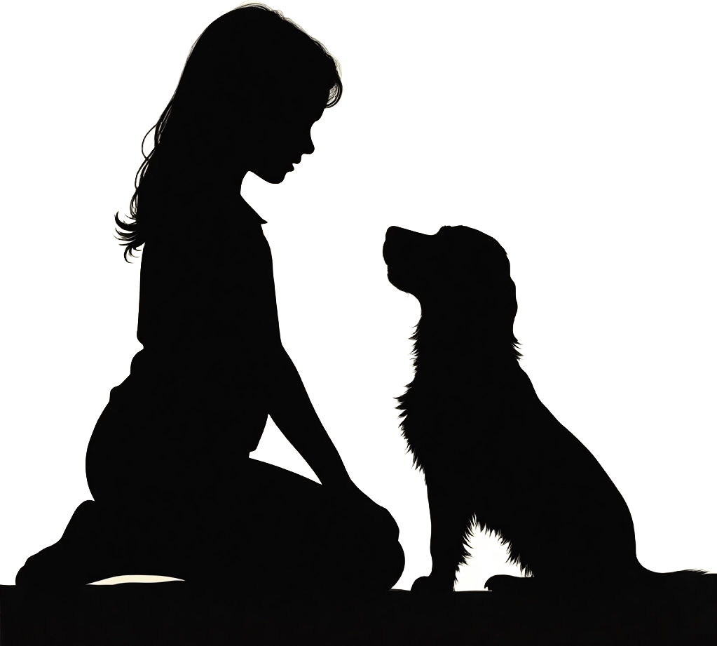 Silhouette of a Girl and Her Dog